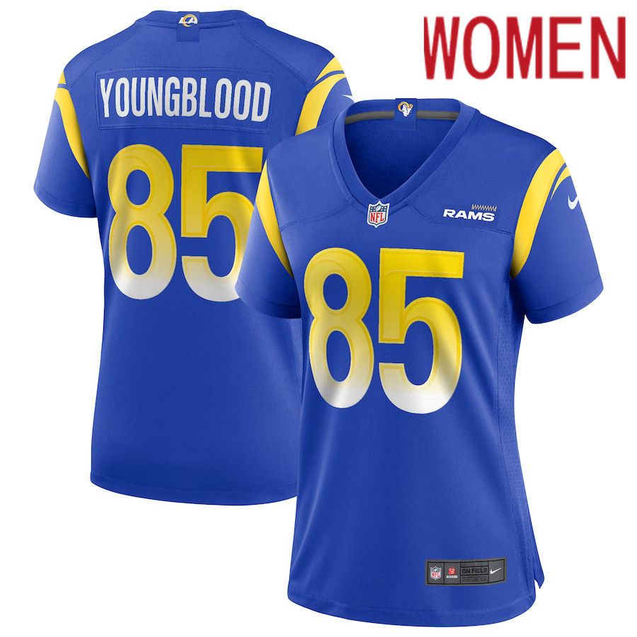 Women Los Angeles Rams #85 Jack Youngblood Nike Royal Game Retired Player NFL Jersey->women nfl jersey->Women Jersey